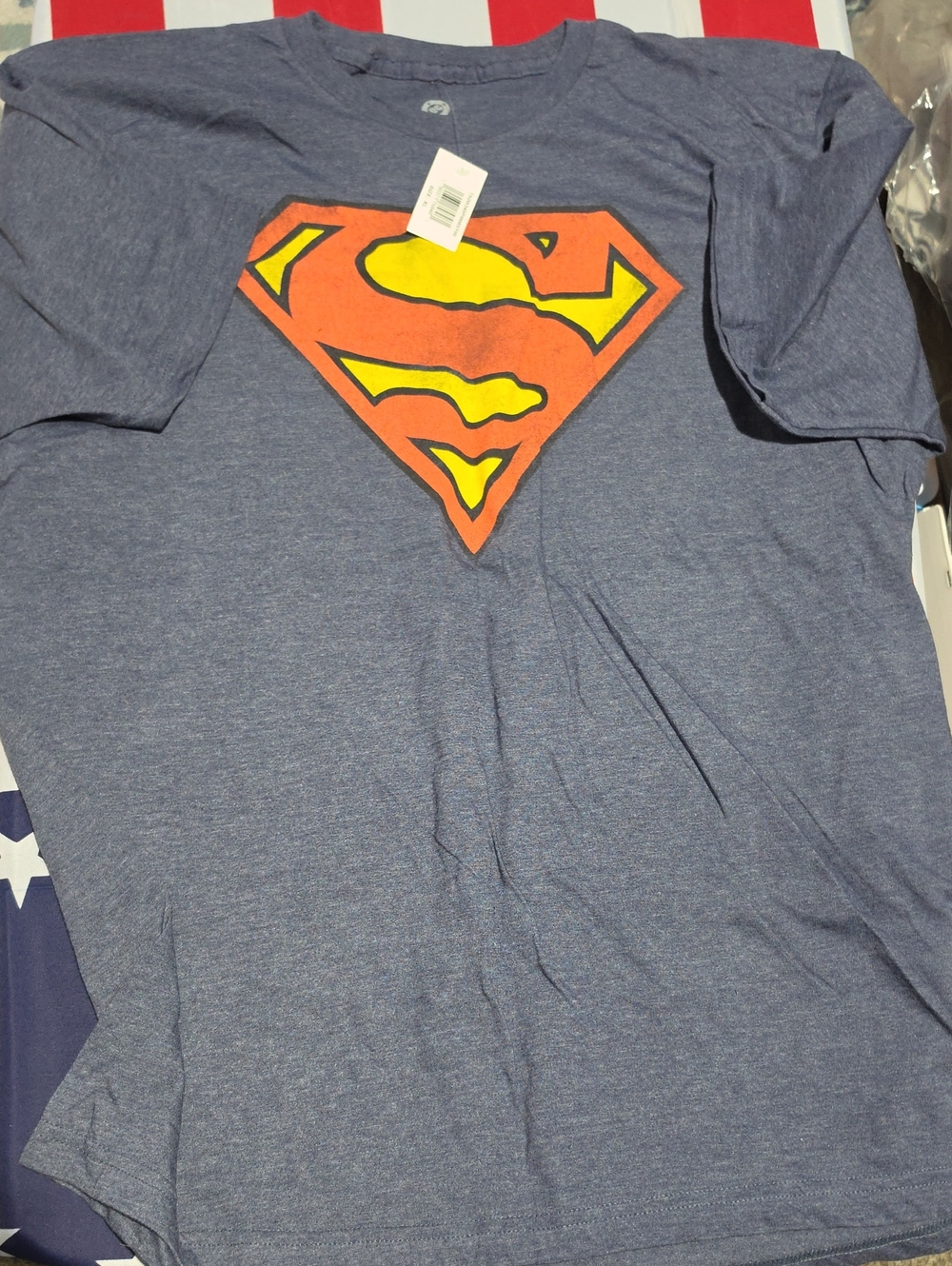 DC Comics Short Sleeve Tee with Orange and Yellow Superman Emblem